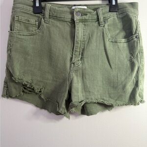 Pistola Olive Green Distressed Jean Shorts